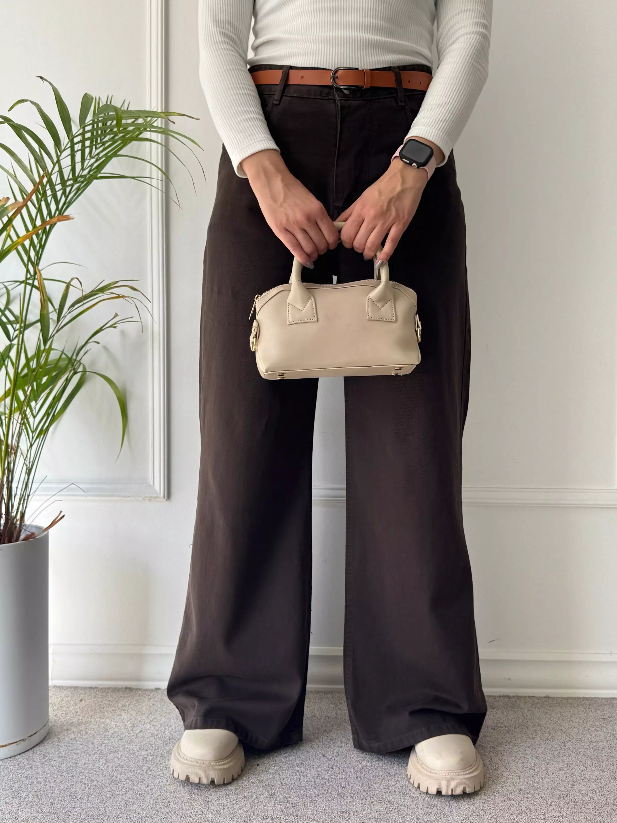 شلوار کتان نیم بگ